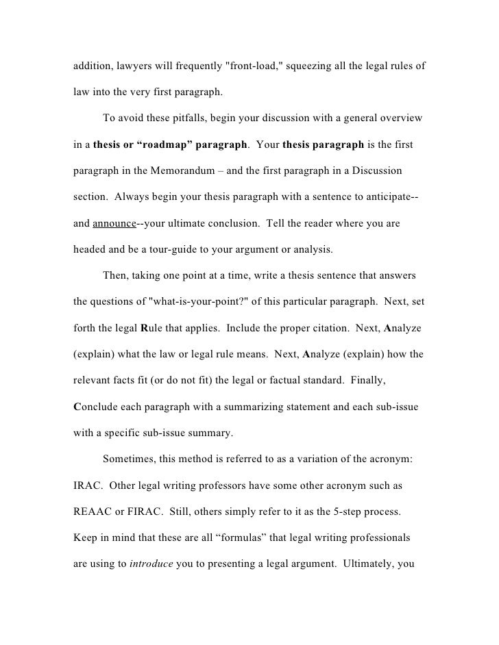 legal memo thesis paragraph